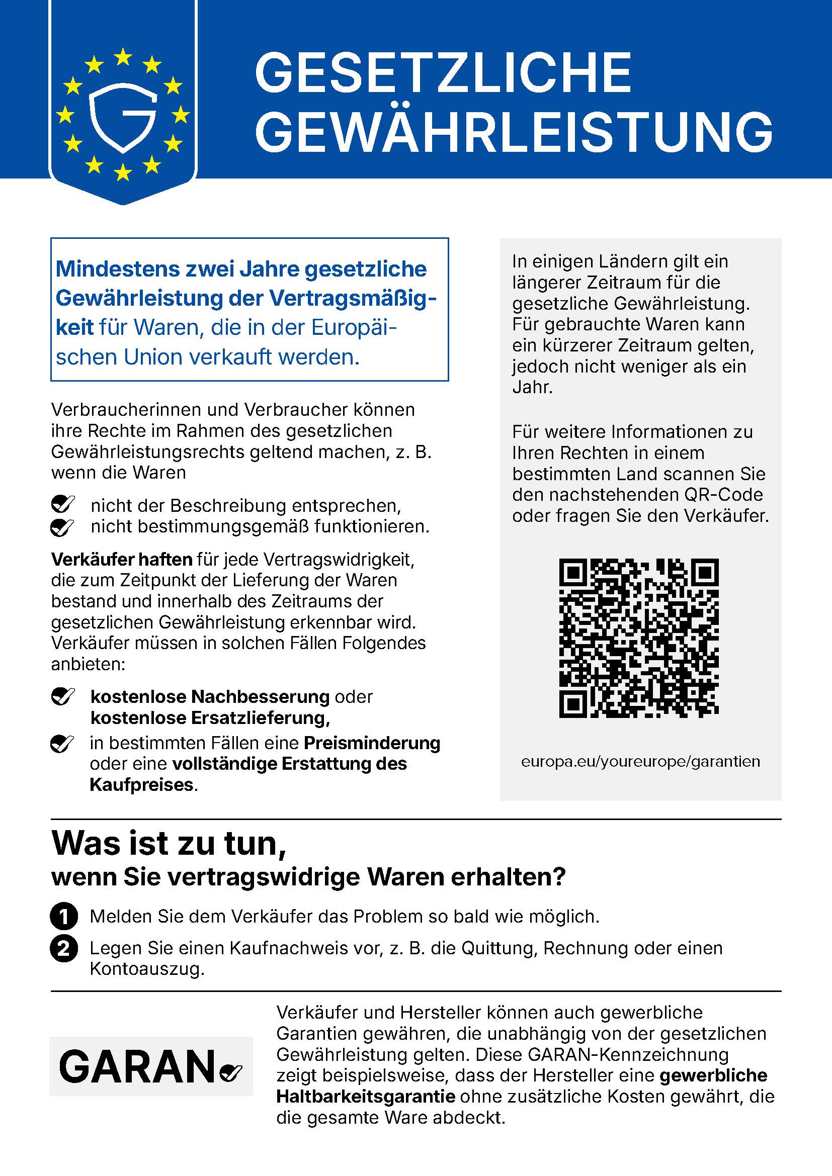 Ihre Rechte aus der gesetzlichen Gewährleistung